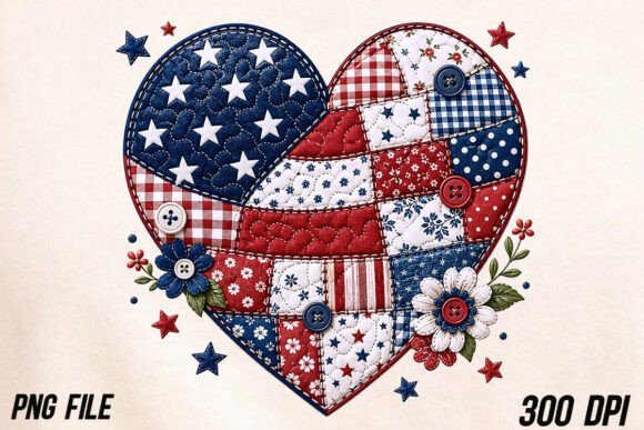 Celebrate the Fourth: The Patchwork American Flag Heart Design