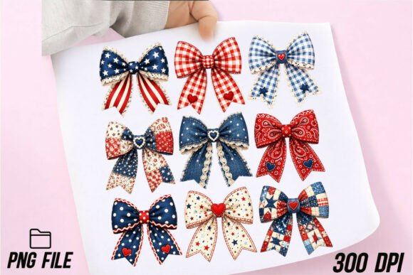 Coquette Patriotic Bow PNG Set: Your Design Essential