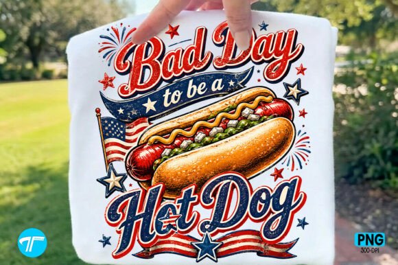 Funny 4th of July PNG: Hot Dog America Design for Creators