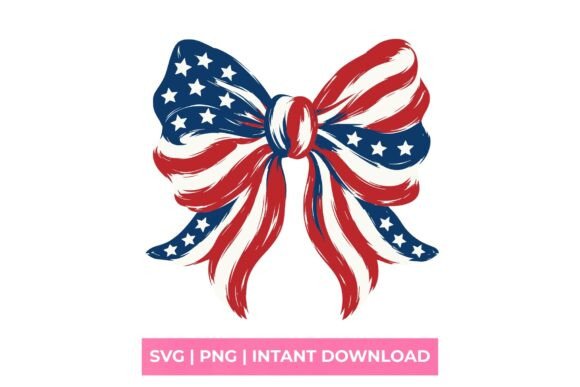 Patriotic American Flag Coquette Bow SVG: Design Details