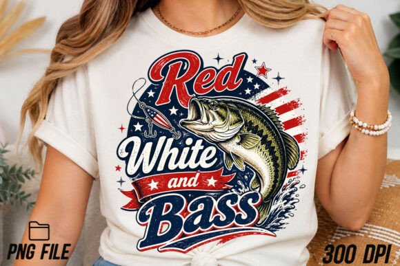 Red White and Bass Fishing 4th July PNG: A Design Asset for Patriotic Projects