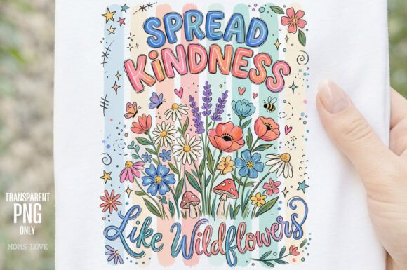Spread Kindness Wildflowers PNG: A Hand-Drawn Asset for Uplifting Design